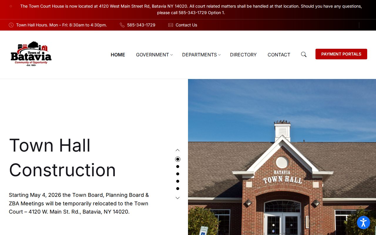 Town of Batavia municipal information for local arrest and custody routing