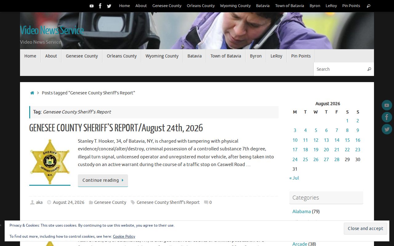 Genesee County Sheriff report archive for arrest news context